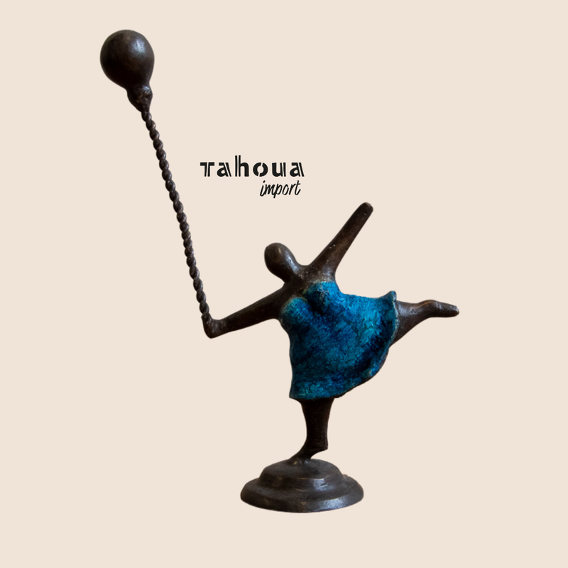 Dame met ballon - blauw