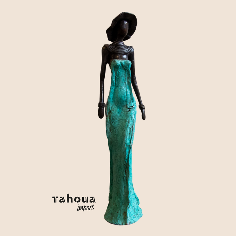 Statische vrouw met hoed - turquoise