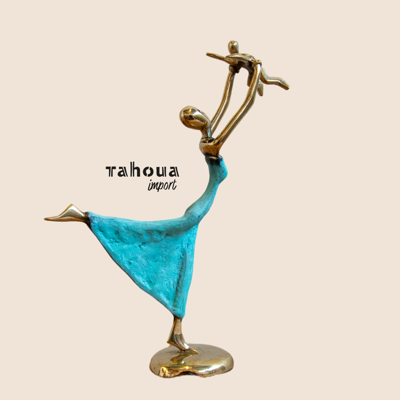 Goud danseresje met baby - turquoise