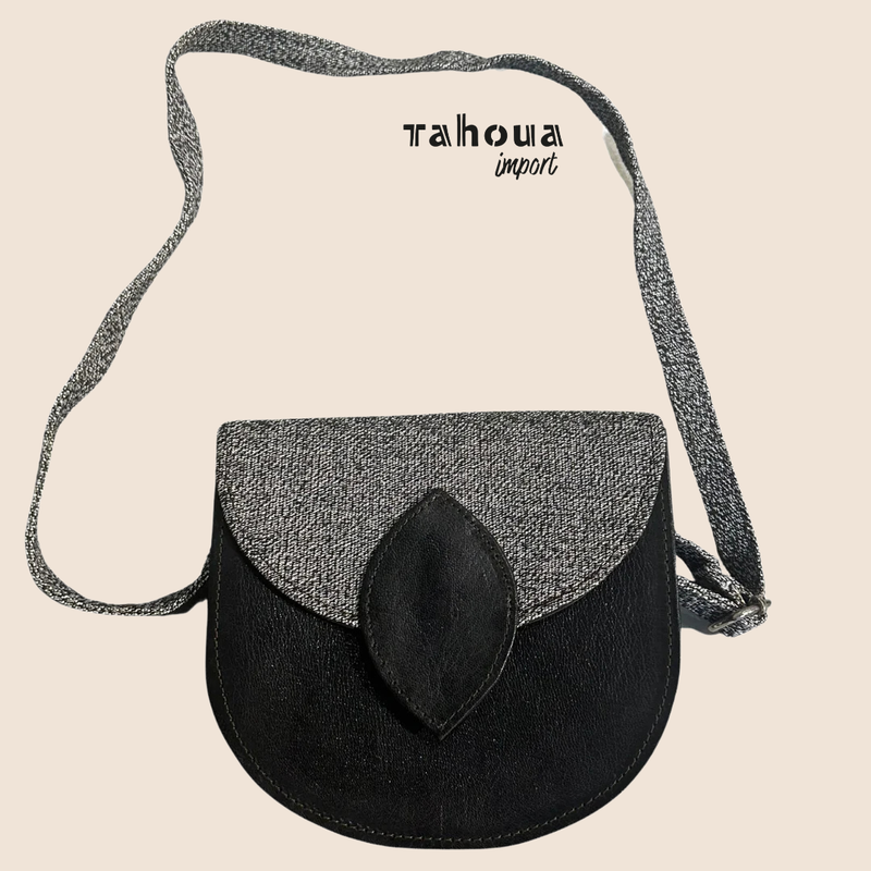 Bag with leaf closure round - Black