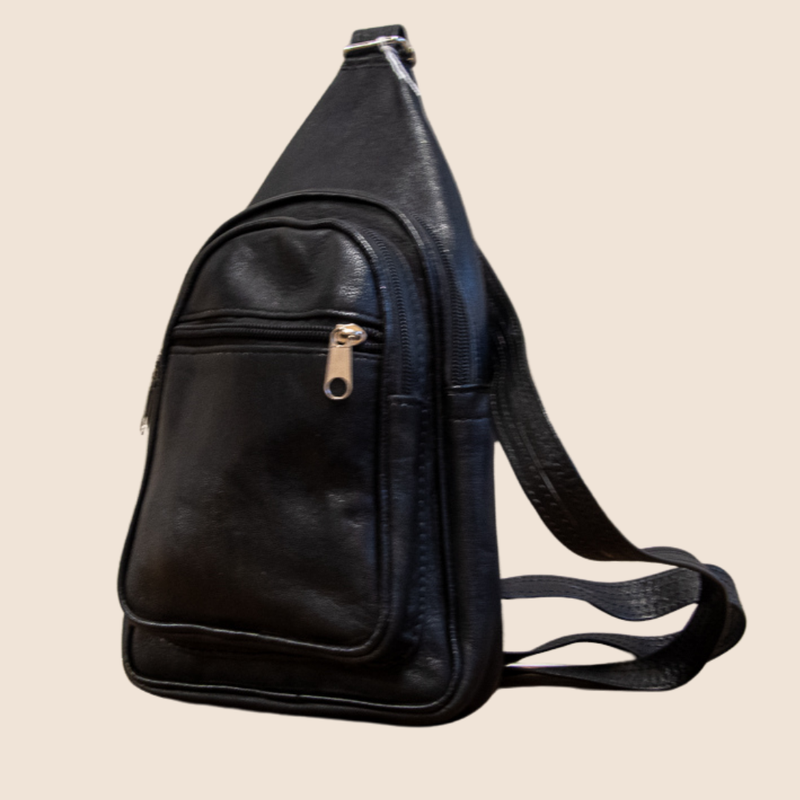 Crossover bag with zippers - black