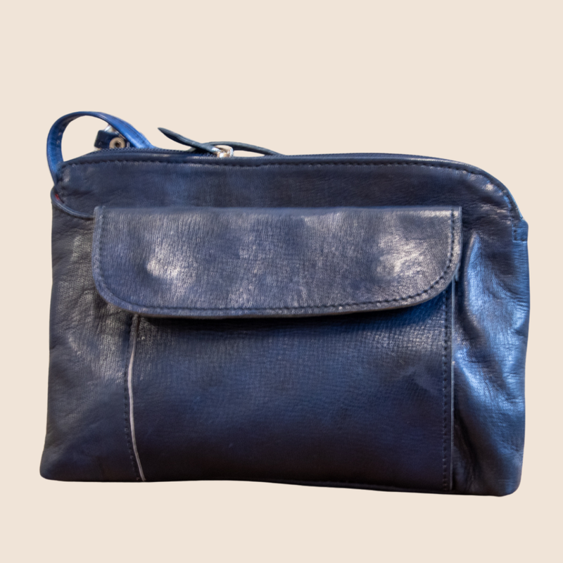 Mini-Ledertasche - blau