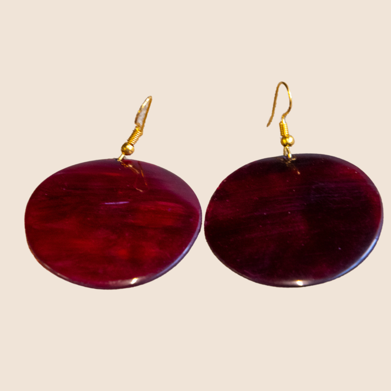 Earrings horn - purple circle