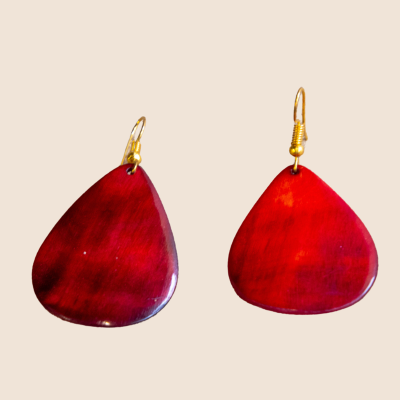 Earrings horn red drop