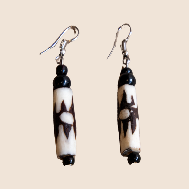 Earrings Bone-Batik elongated