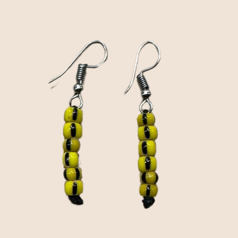 Earrings with yellow beads