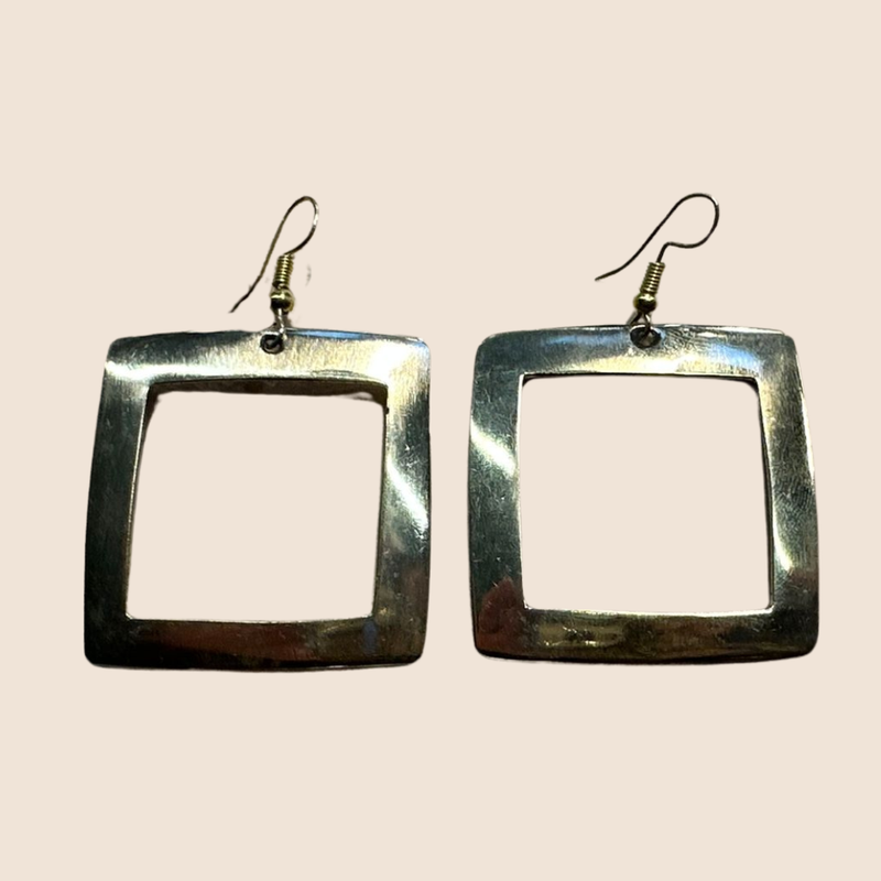 Hammered bronze square earrings