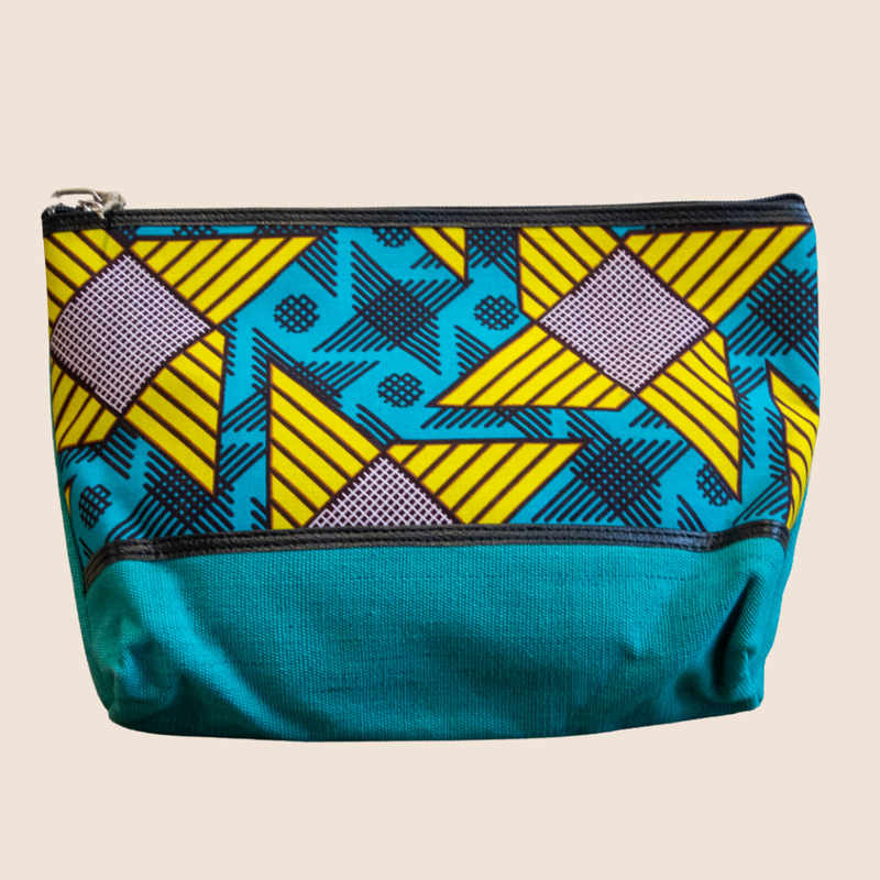 Toiletry bag L - African fabric blue