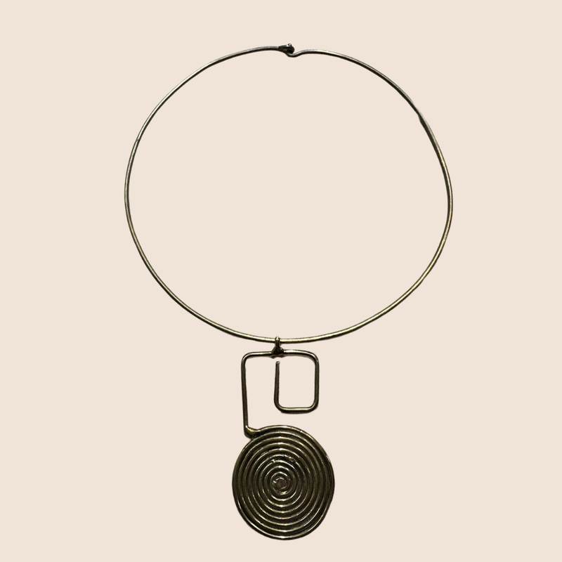 Statement bronze medallion necklace