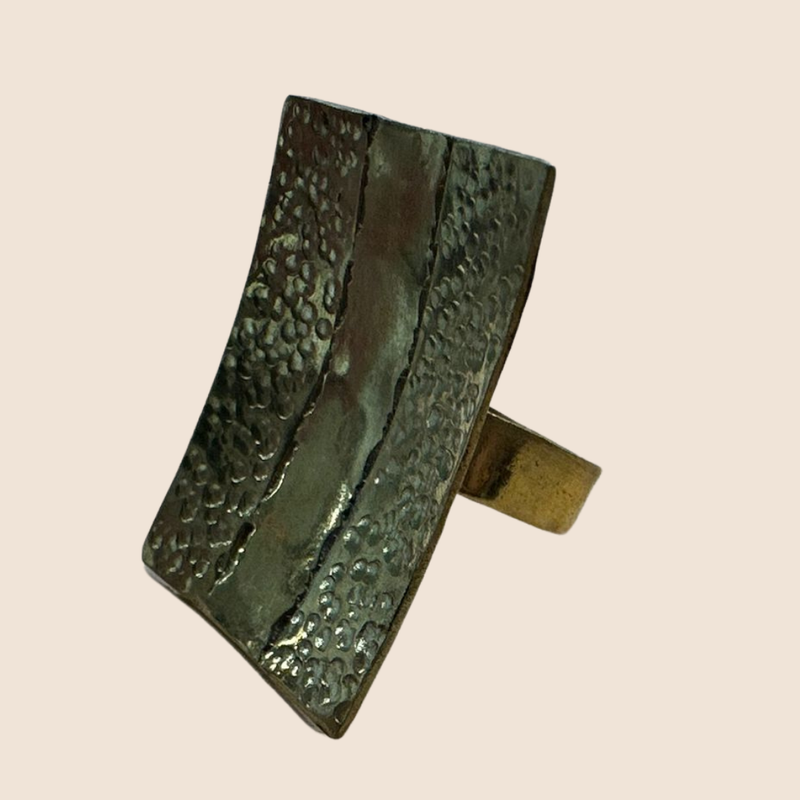 Ring of hammered bronze