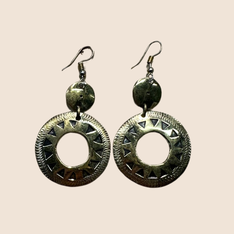 Hammered bronze earrings - open circles