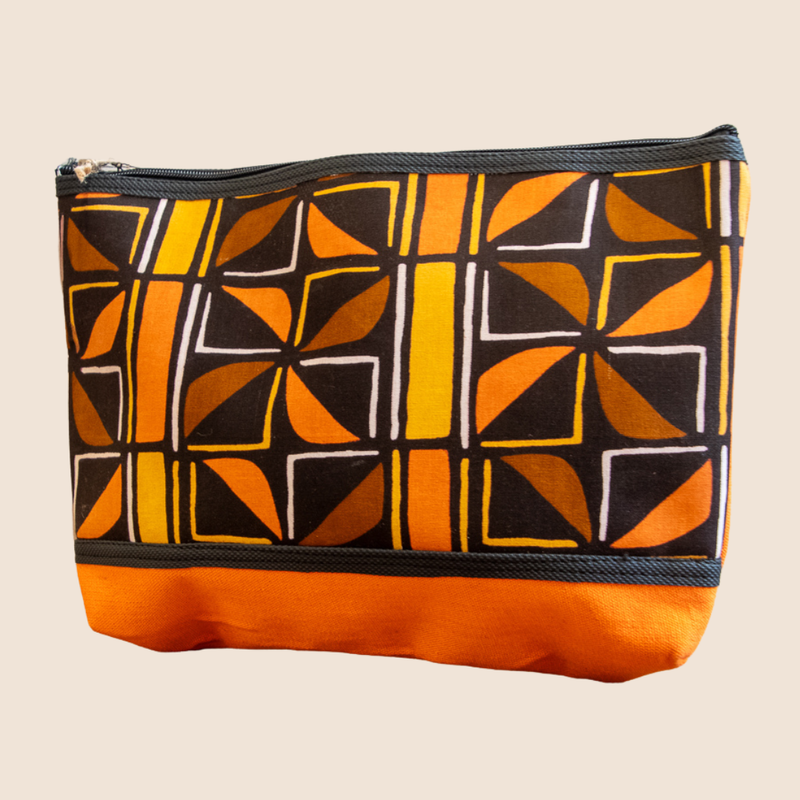 Toiletry bag L - African fabric orange